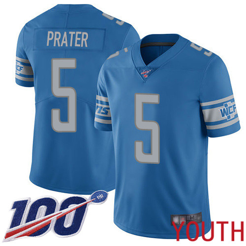 Detroit Lions Limited Blue Youth Matt Prater Home Jersey NFL Football 5 100th Season Vapor Untouchable